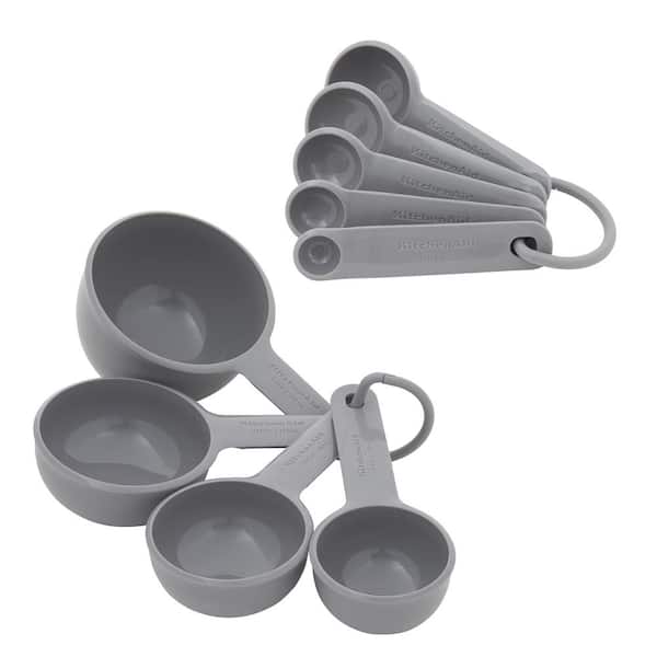 Adrinfly Universal 9-Piece Gray Measuring Cup Set with Grip Handles