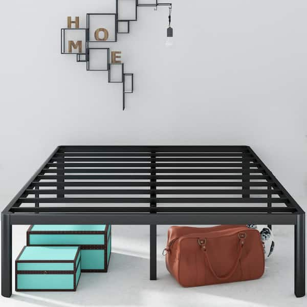 Van 16 Inch Metal Platform Bed Frame with Steel Slat Support, Queen