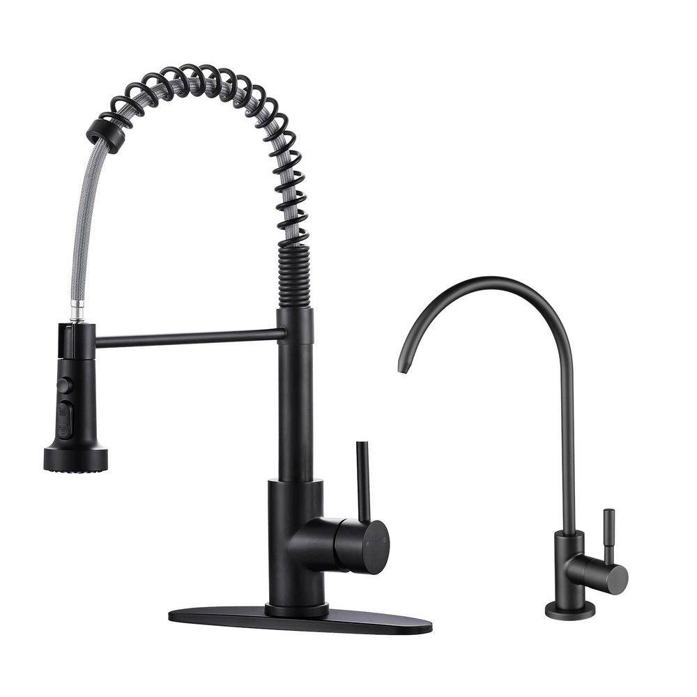 19 in. 360° Spout Swivel Pull Out Sprayer Kitchen Faucet with Water Filter Faucet in Matte Black price history on PriceWatchPro
