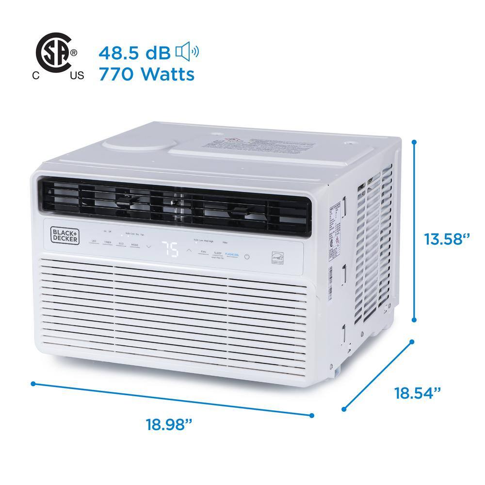 BLACK+DECKER 8,000 BTU White Inverter Window Air Conditioner with Remote