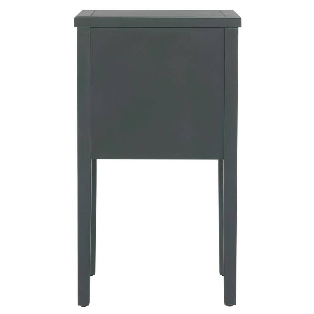 Transitional Blue-Gray Wood and Metal Accent Table with Storage