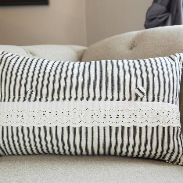 Classic Striped Handwoven Chenille Lumbar Pillow