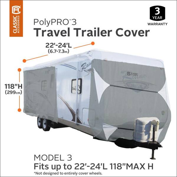 Classic Accessories PolyPro3 294 in. L x 102 in. W x 104 in. H Travel Trailer Cover Classic Accessories PolyPro3 294 in. L x 102 in. W x 104 in. H Travel Trailer Cover