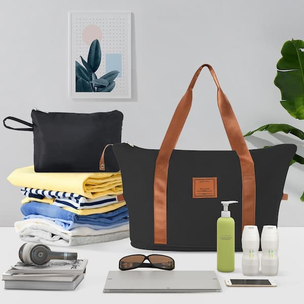 3-Piece Black Brown Carry-on and Hardshell Luggage Set with TSA Lock