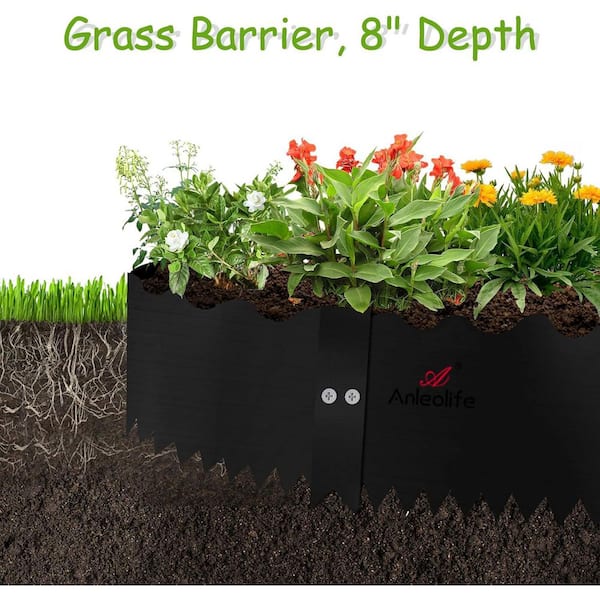 Unbranded - 6 Pack 40 in. L x 8 in. H Quartz Grey Steel Garden Landscape Edging, Lawn Border with Gloves and 10 Stakes(Wavy Edge)