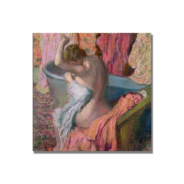 Trademark Fine Art Hidden Frame Figurative Art Seated Bather 1899 by Edgar Degas 14 in. x 14 in.