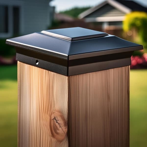 CLASSY CAPS 6 in. x 6 in. Black Aluminum Fence Post Cap (4-Pack)