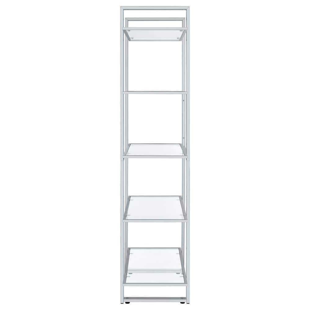 Hartford 79" Silver Chrome and Glass Shelf Bookcase