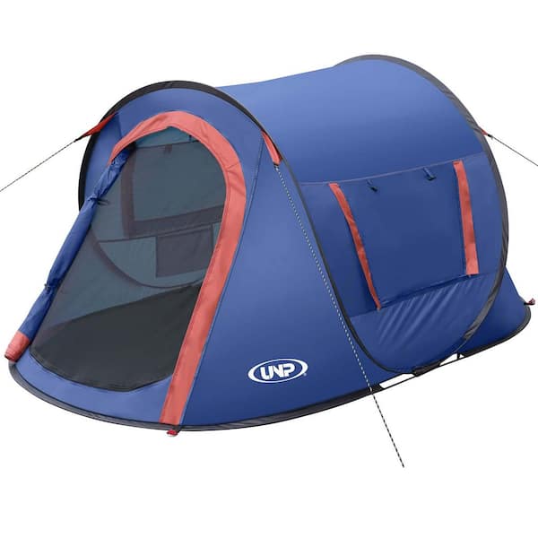 Zeus & Ruta 2-Person Navy Blue Portable Camping Tents Instant Pop-up Tent with 2-Doors and Carrying Bag for Camping HikingTraveling