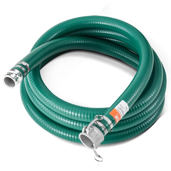 Suction Hose 2 in. x 20 ft. Green High Quality Hose with Camlock Connectors for Sewage Treatment Water Transportation