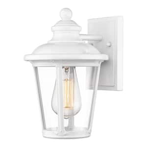 1-Light White Aluminum Outdoor Hardwired Waterproof Outdoor Lighting Fixture Wall Lantern Sconce with No Bulbs Included