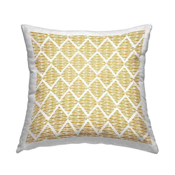Yellow Abstract Zigzag Diamond Pattern Yellow Square Outdoor Throw Pillow