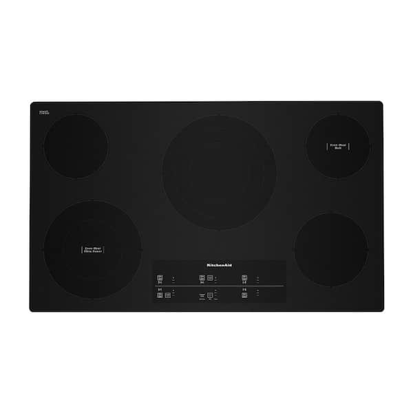 KitchenAid 36 in. Radiant Electric Cooktop in Black with 5 Elements including Triple-Ring Element