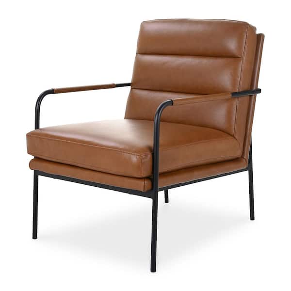 Juno - Arm Chair with Premium Top Grain Leather in Chestnut Brown