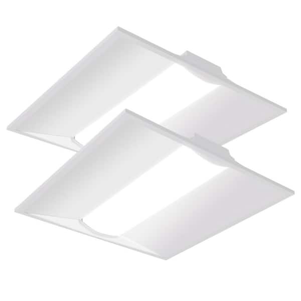 2-Pack 2 ft. x 2 ft. 100-Watt Equivalent White Dimmable 3500K-4000K-5000K Integrated LED Troffer Light Up to 5000 Lumens