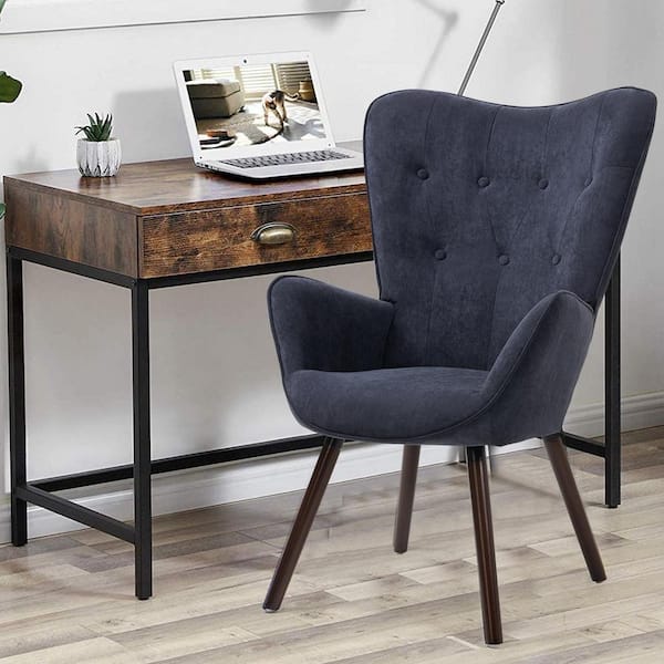 Homy Casa Kas Blue Fabric Upholstered Tufted Armrest Wingback Arm Chair