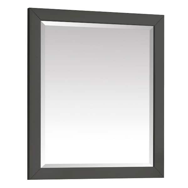 28.00 in. W x 32.00 in. H Framed Rectangular Beveled Edge Bathroom Vanity Mirror in Gray