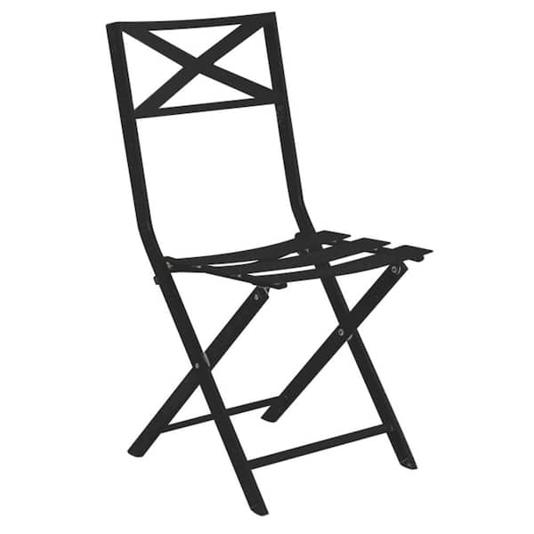 Slat Folding Outdoor Dining Chair in Black