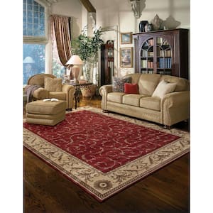 Scrollwork Red 5 ft. x 7 ft. Persian Vintage Area Rug