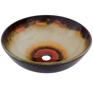 Occaso Glass Vessel Sink in Hand Painted Multicolor