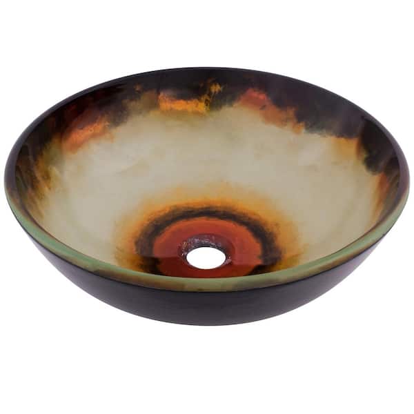 Novatto Occaso Glass Vessel Sink in Hand Painted Multicolor