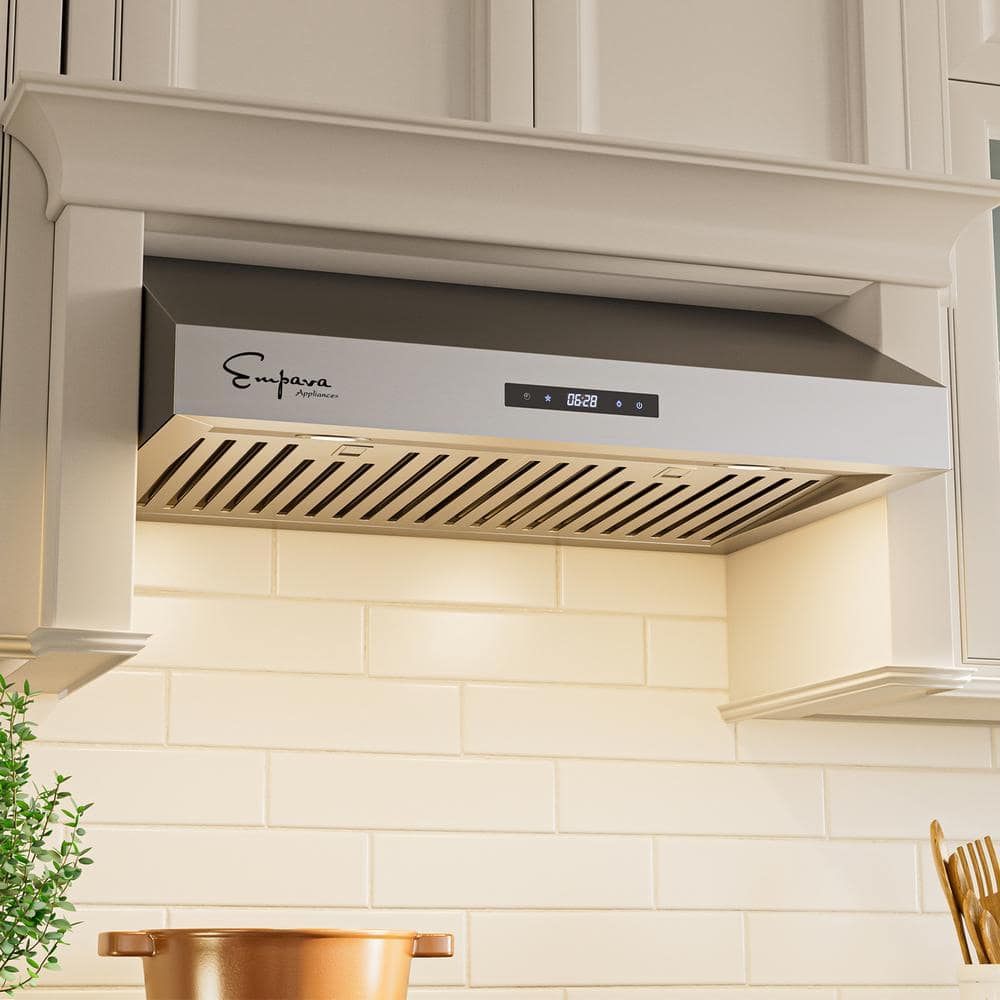 Empava 30 in. 400 in Steel Ducted Home Under Range Depot Hood Stainless EMPV-30RH07 - CFM Cabinet The Kitchen