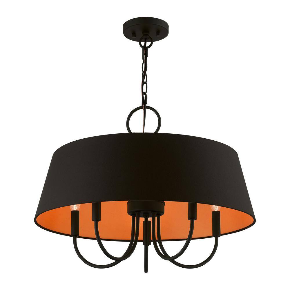 Palma Modern Retro 5-Light Black Drum Pendant Chandelier