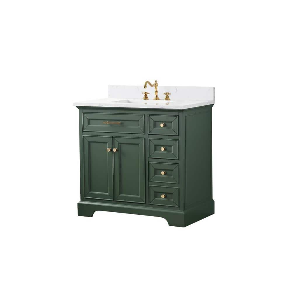 Thompson 36'' Evergreen Freestanding Bathroom Vanity with Gold Hardware