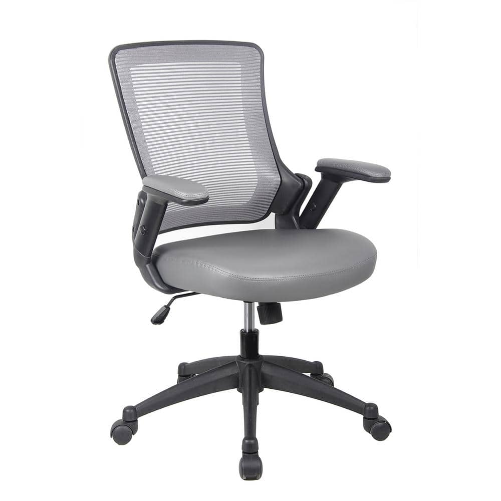 Gray Mesh and Leather Adjustable Task Desk Chair