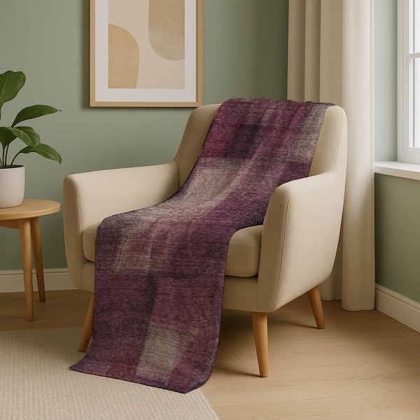Premium Machine Washable ASB742 Plum 50 in. x 70 in. Sherpa Throw Blanket