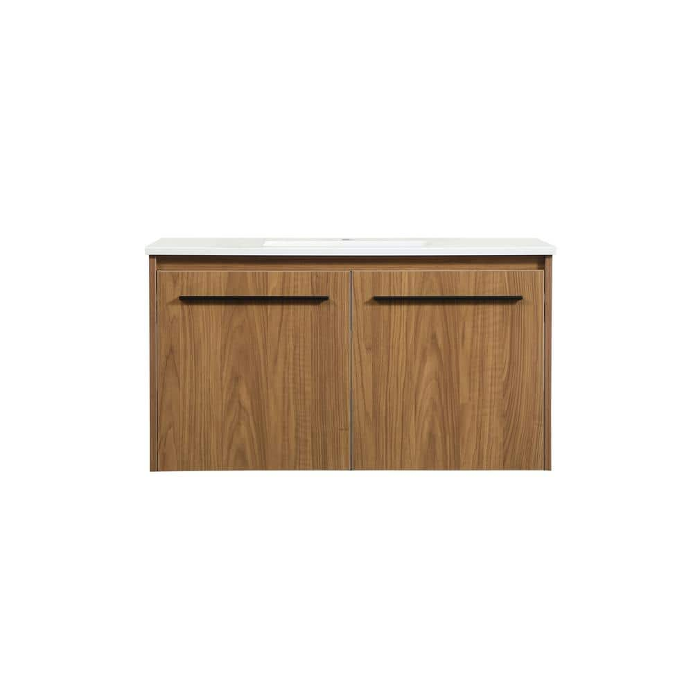 Simply Living 36 in. W x 18 in. D x 19.7 in. H Bath Vanity in Walnut ...