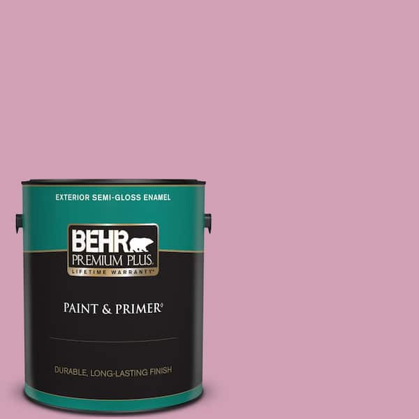 BEHR PREMIUM PLUS 1 gal. #M130-4 Raspberry Smoothie Semi-Gloss Enamel Exterior Paint & Primer