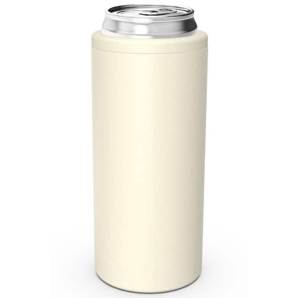 12 oz. Skinny Can Cooler for Slim Beer and Hard Seltzer, Doucle-Walled Stainless Steel Insulated Slim Cans, Beige