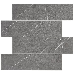 Macadam Gray Marble 11.81 in. x 10.82 in. 3.5mm Stone Peel and Stick Backsplash Tiles (8pcs/7.12 sq.ft Per Case)