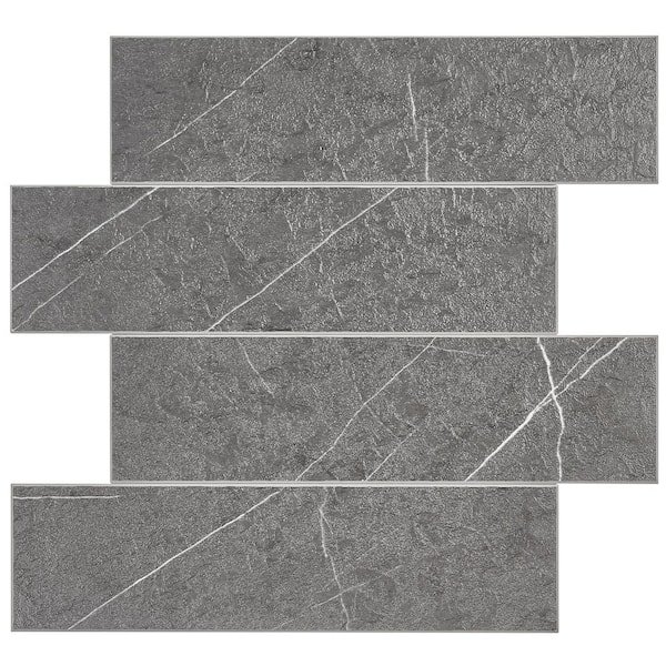 AVANT DECOR Macadam Gray Marble 11.81 in. x 10.82 in. 3.5mm Stone Peel and Stick Backsplash Tiles (8pcs/7.12 sq.ft Per Case)