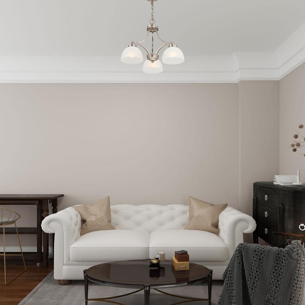 Somerset Mini 3-Light Chandelier in Brushed Nickel with Satin Glass