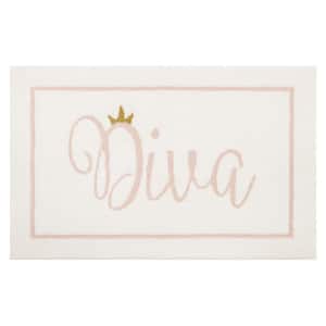 Diva 24 in. x 40 in. White Polyester Machine Washable Bath Mat