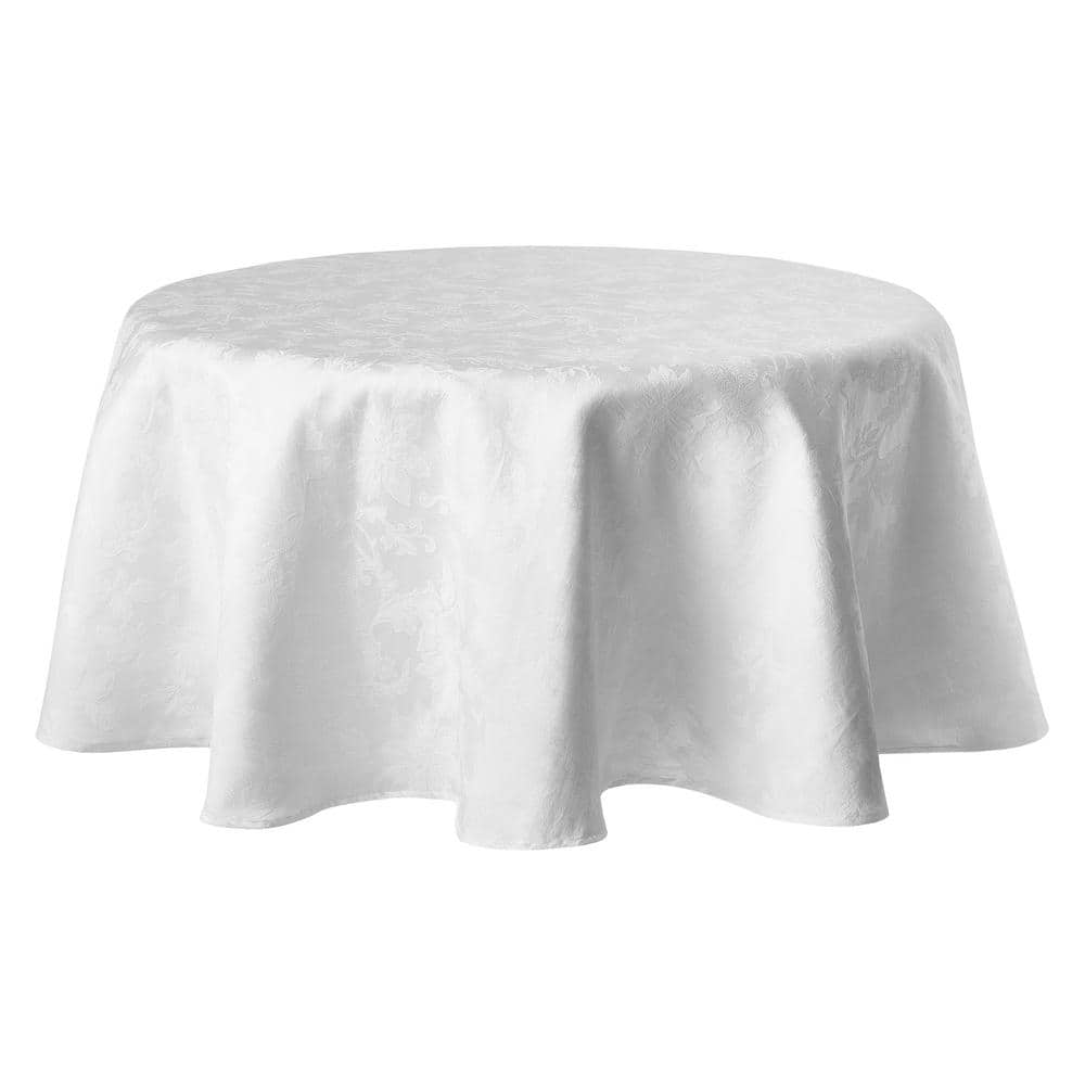 Holiday 70 in. W x 70 in. L White Damask Cotton Blend Tablecloth