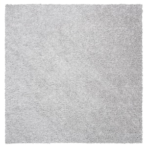 August Shag Silver Doormat 3 ft. x 3 ft. Square Solid Area Rug