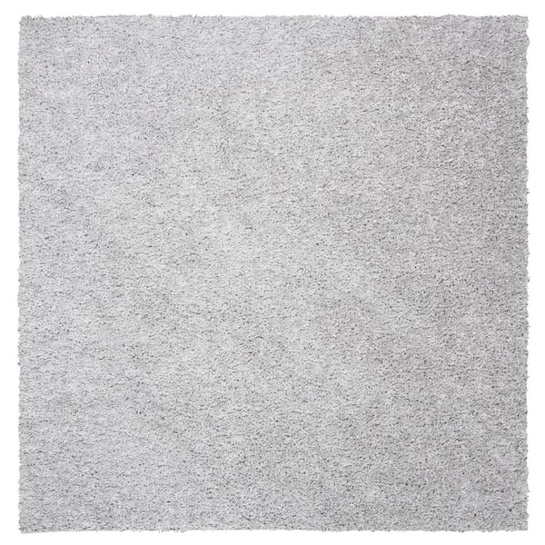 SAFAVIEH August Shag Silver Doormat 3 ft. x 3 ft. Square Solid Area Rug