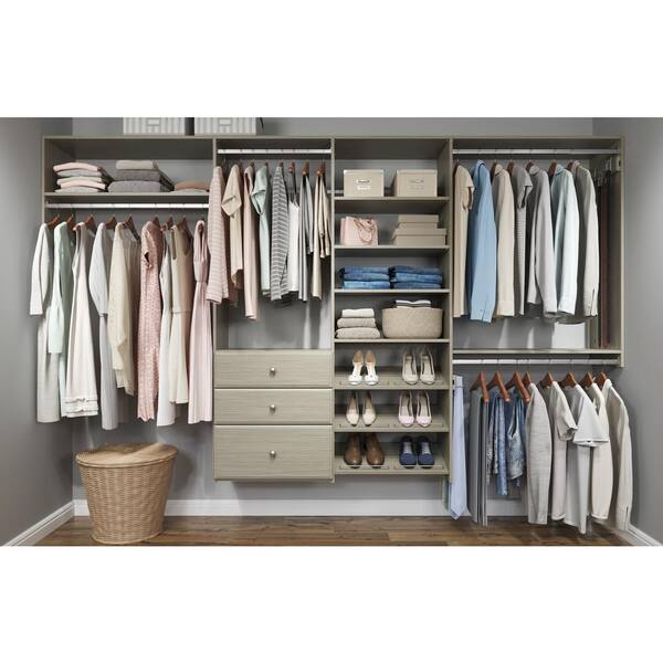 Closet Evolution Dual Tower 96 in. W - 120 in. W Rustic Grey Wood Closet System