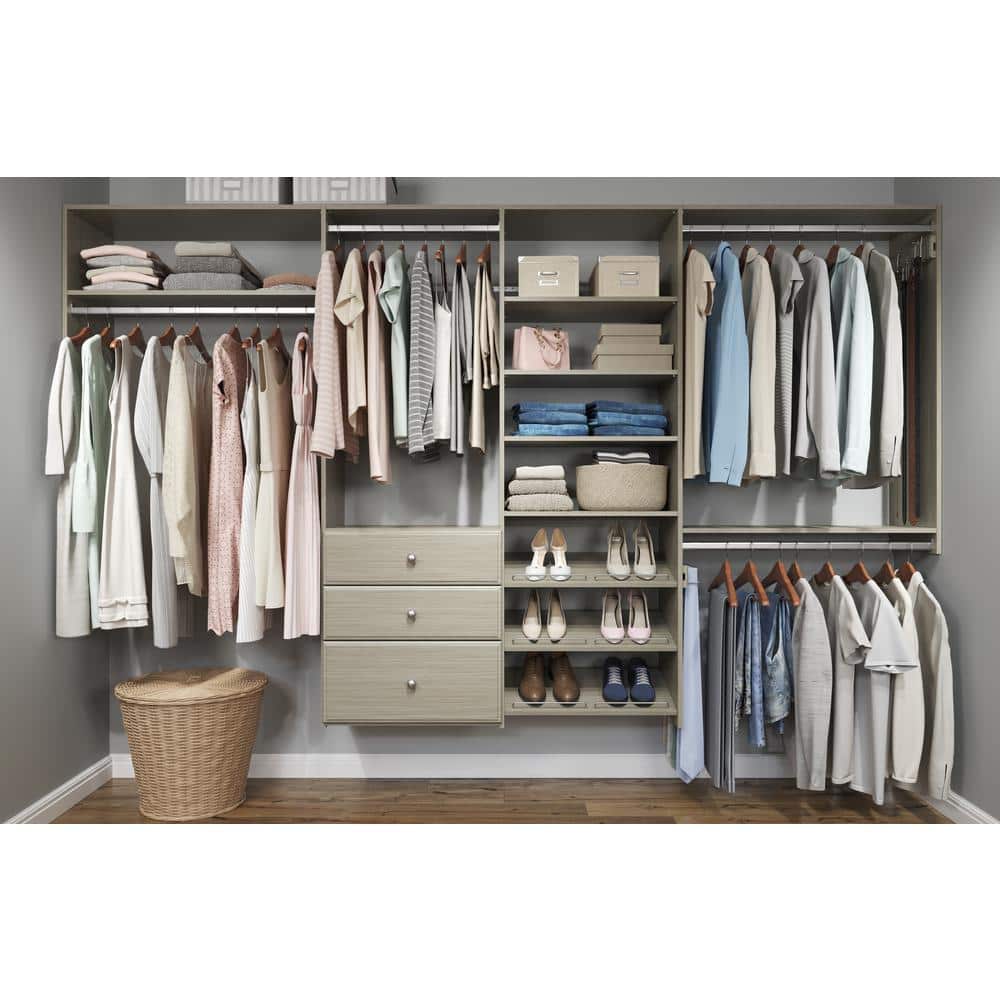 Weathered Gray Dual Tower Closet Organizer with Drawers