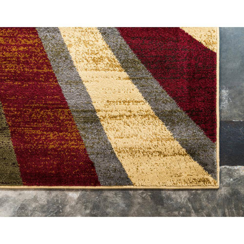 9' x 12' Beige and Burgundy Abstract Area Rug