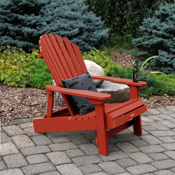 Highwood King Hamilton Rustic Red Folding and Reclining Recycled Plastic Adirondack Chair