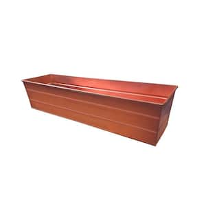 Small Copper Rectangular Metal Flower Planter Box with Embossed Line Design