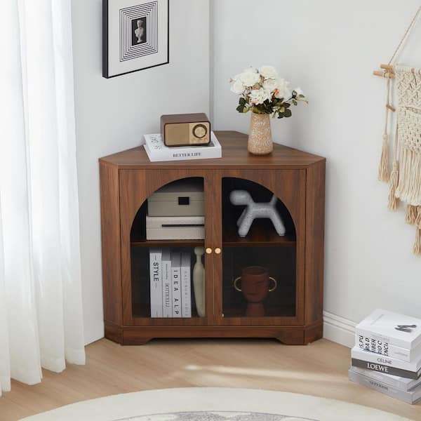 Walnut 30.72 in. H Storage Cabinet with Adjustable Shelves