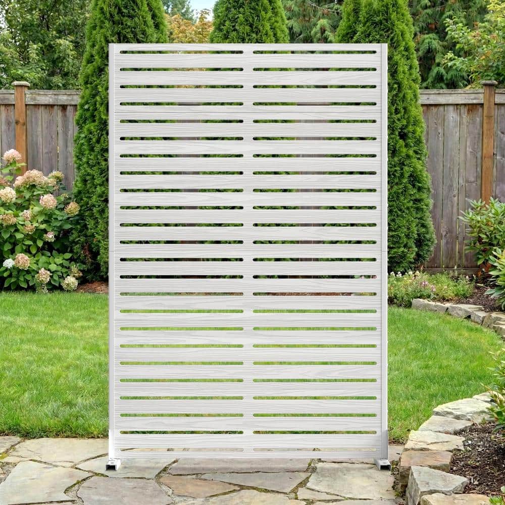 47 in. W x 72 in. H White Galvanized Steel No Dig Horizontal Louver Outdoor Privacy Screen (1-Pack) price history on PriceWatchPro