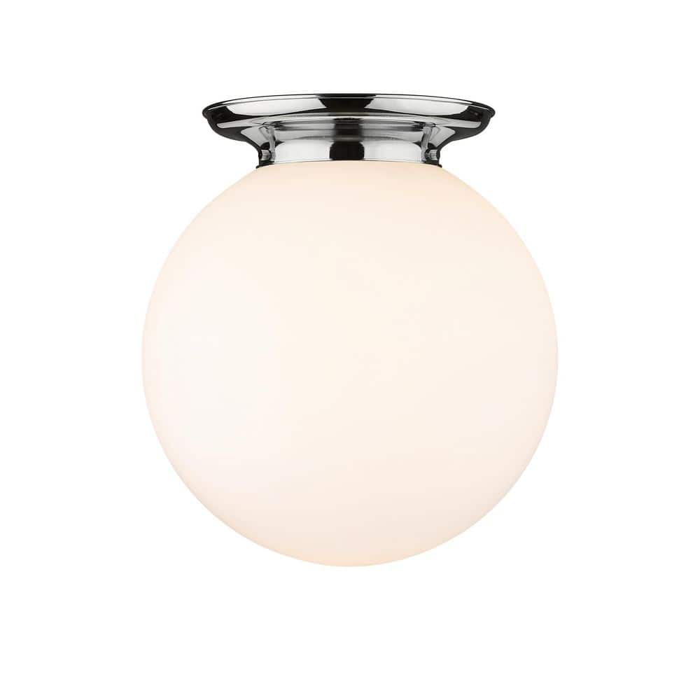 Beacon 15.75 in. 1-Light Polished Chrome Art Nouveau Flush Mount with Seeded Glass Shade price history on PriceWatchPro