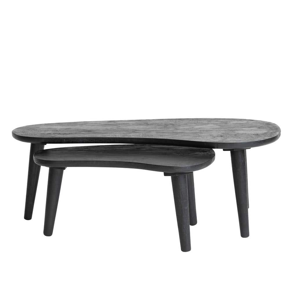 Storied Home 43 in. in Black Specialty Shaped Mango Wood Coffee Table