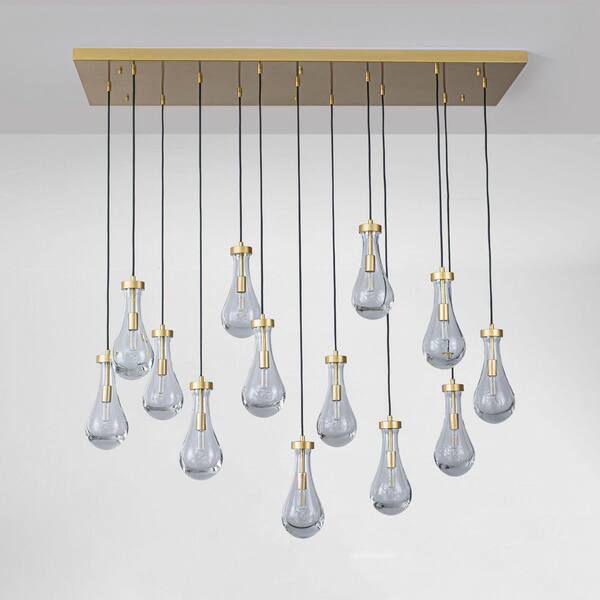 Y'INSP Cascade 13-Light 53.5 in. Modern Brushed Gold Raindrop